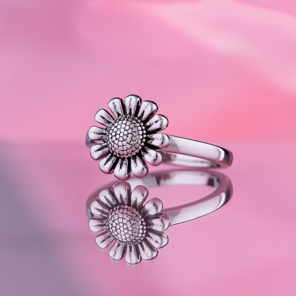 925 Sterling Silver Sunflower Ring